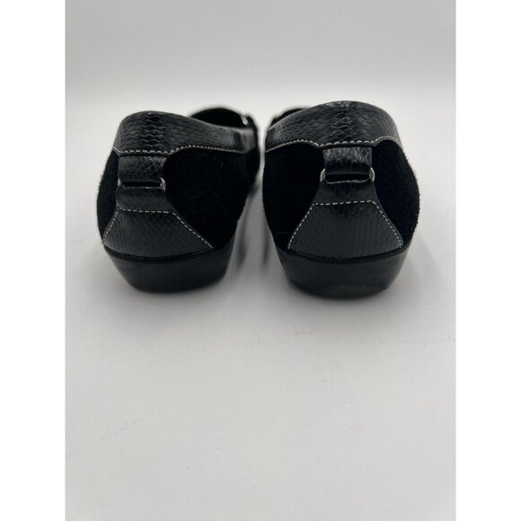 Etienne Aigner Women's Black Suede Leather Loafers With Buckle Accents Size 7 - Picture 6 of 16